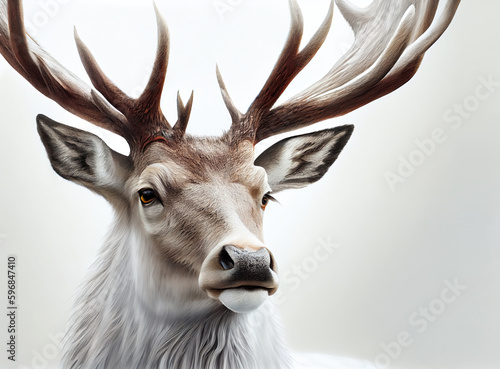 deer head with big antlers on a white background. Generative AI