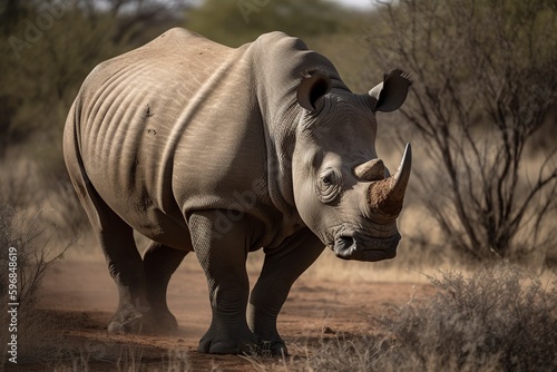 illustration, impressive rhinoceros, ai generative.