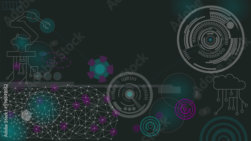 Vektor Hintergrund: Technologie - nachhaltige Zukunft mit KI und digitalen Daten
