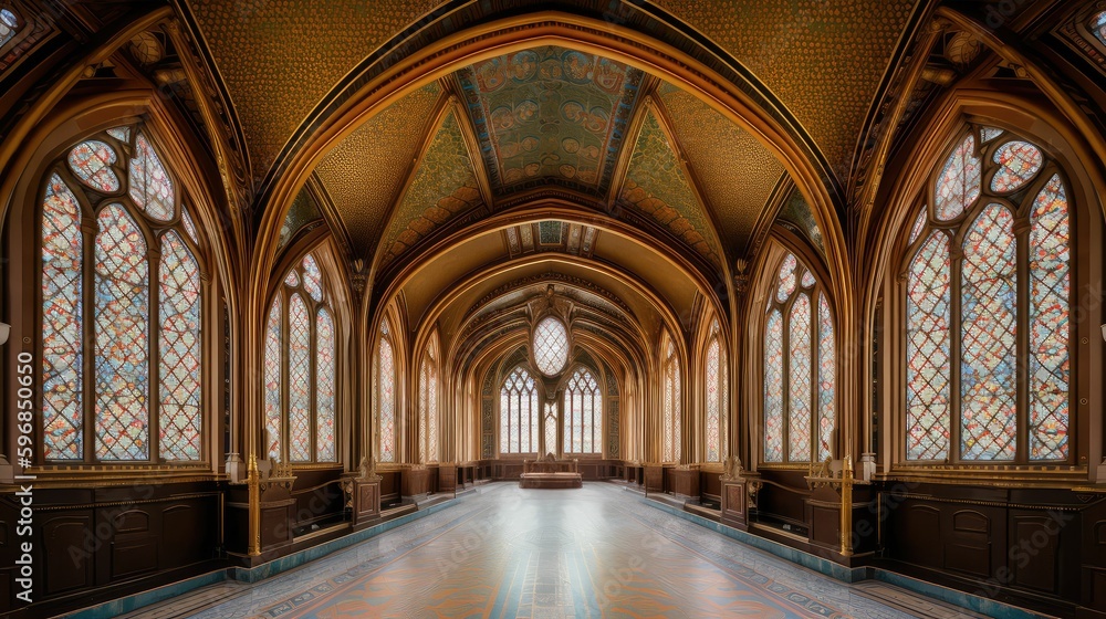 Capturing the Elegance of a High Ceiling Christian Church Interior through Generative AI Illustration