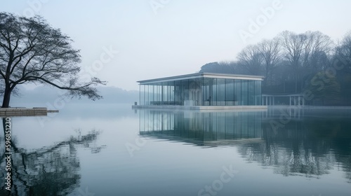 A Serene Setting: Creating Beautiful Buildings by the Lake using Generative AI Technology