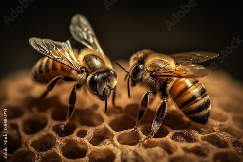Honeyed Haven: Organic Textures and Soft Light in Bee Cell Photography - Generative Ai © Studiorlando