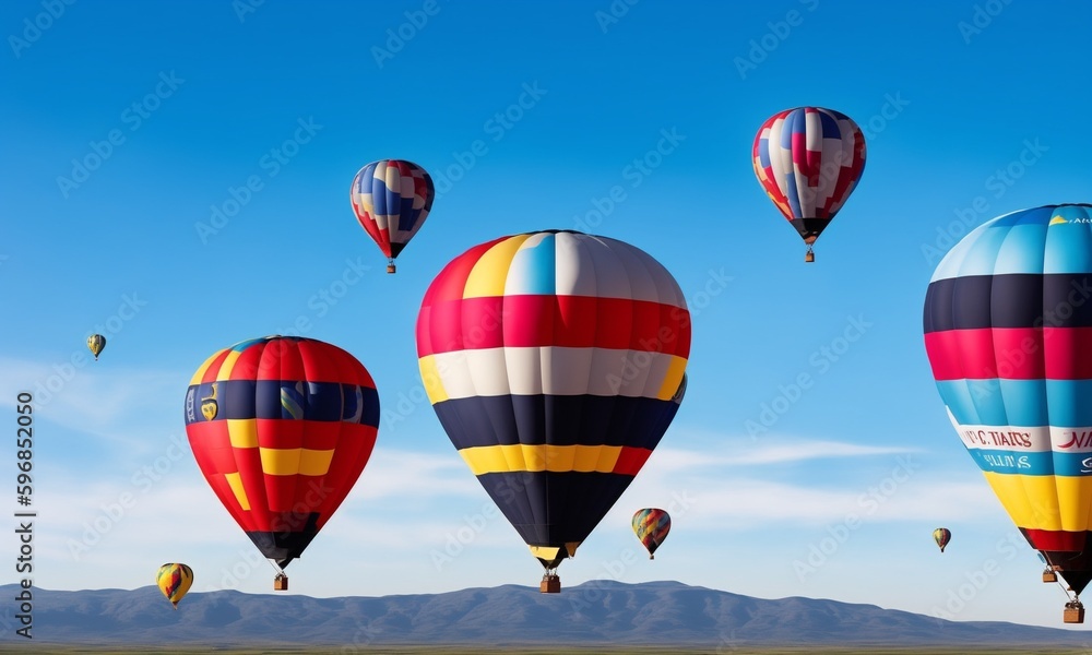 Obraz premium Hot air balloons flying (Generative AI)