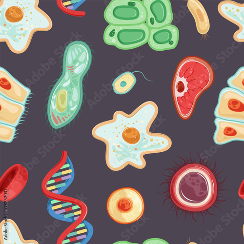 Human Cells as Medicine and Biology Vector Seamless Pattern Template