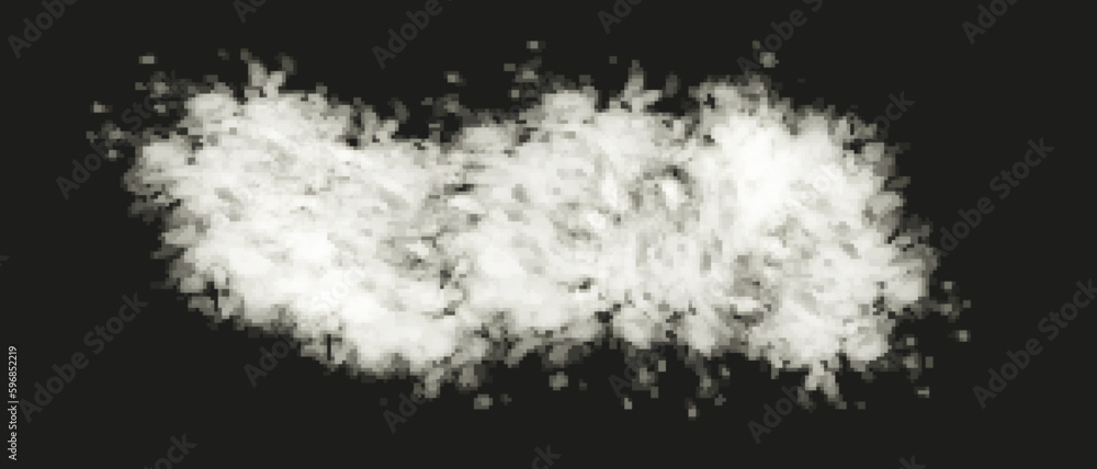 A transparent special effect is highlighted by fog or smoke. White cloud vector, snow storm. Glitter of snow haze on a dark background