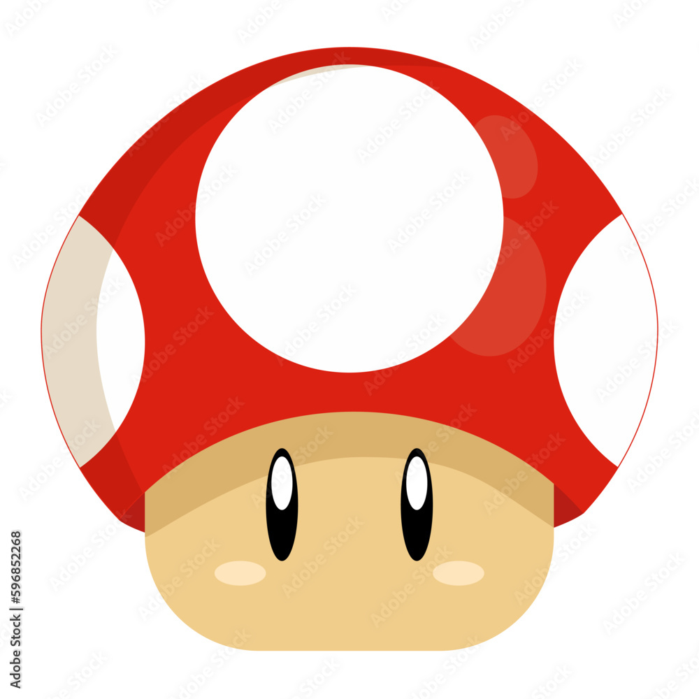 Red mushroom from super mario flat vector illustration. - obrazy, fototapety, plakaty 