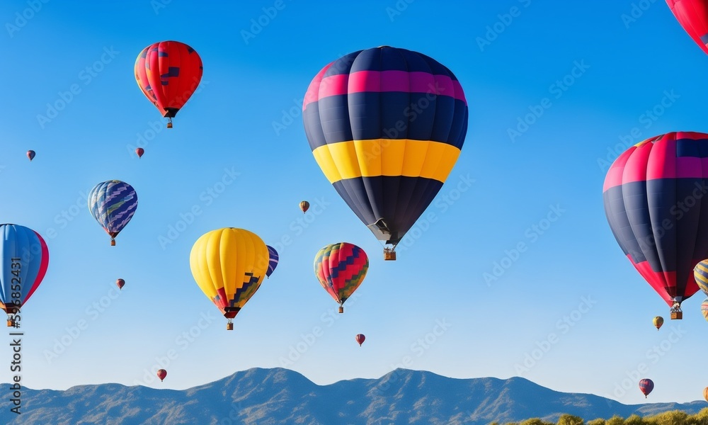 Fototapeta premium Hot air balloons flying (Generative AI)