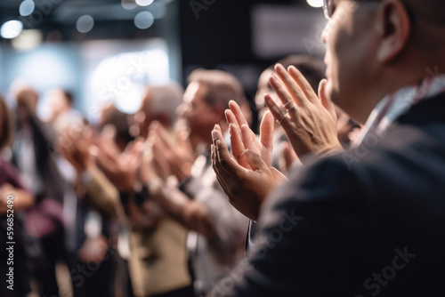 Energetic Applause: Blurred Clapping Hands Capturing the Excitement of a Conference Crowd