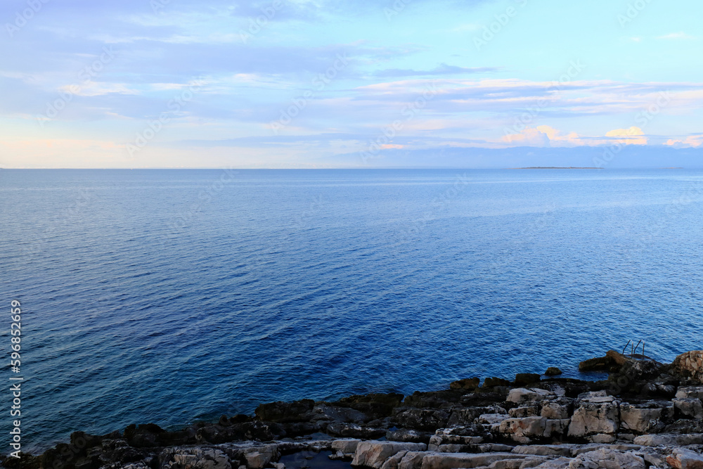 blue sky and blue sea, island Losinj, Croatia