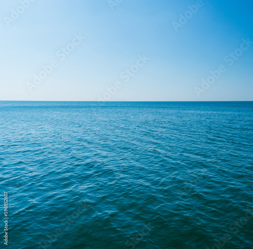 Panorama front view landscape Blue sea and sky blue background morning day look calm summer Nature tropical sea Beautiful  ocen water travel 