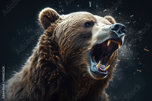 Ragging, Angry, Growling Bear, created with Generative AI Technology, ai, generative photo