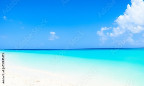 Beach with white sand  blue sky and turquoise water  Generative AI 