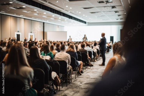 Wallpaper Mural Rear View of Engaged Conference Audience with Blurred Stage Torontodigital.ca