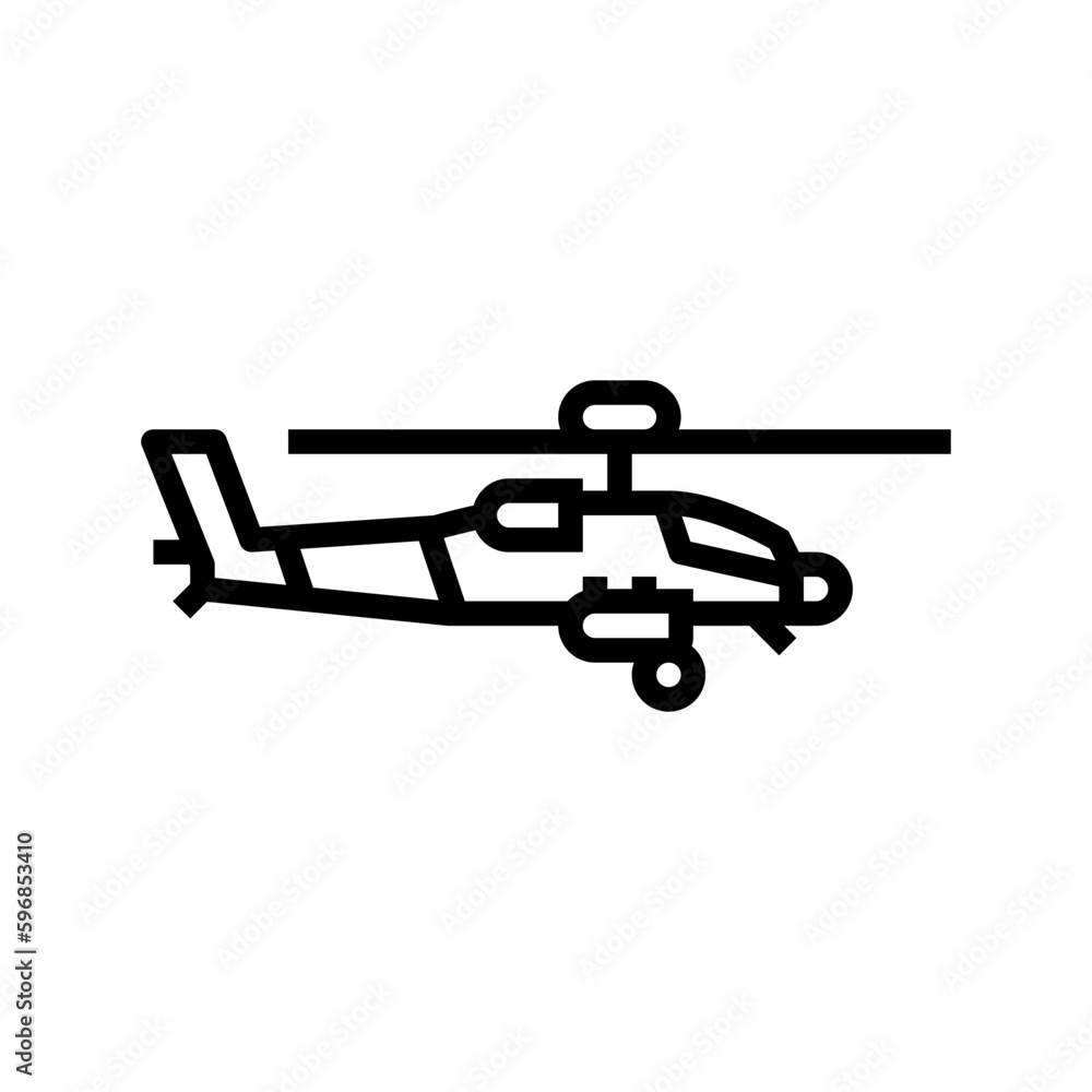 helicopter weapon war line icon vector illustration