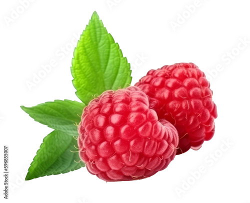 Fresh raspberry isolated. Illustration AI Generative.