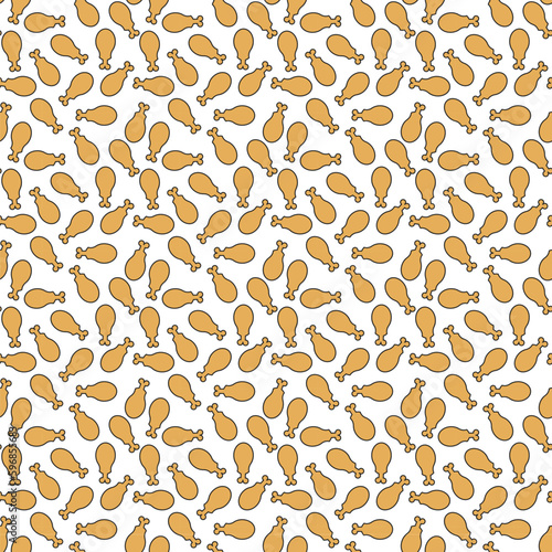 Seamless pattern of cartoon barbecue fried chicken legs