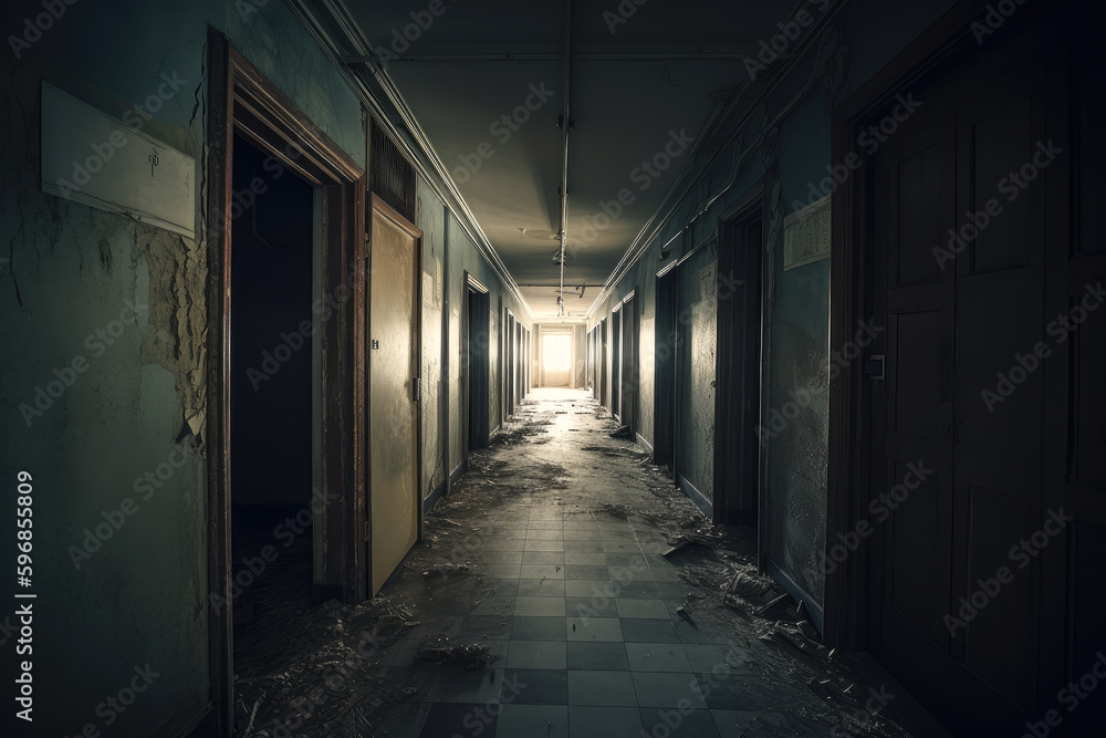 abandoned dark corridor generative ai	