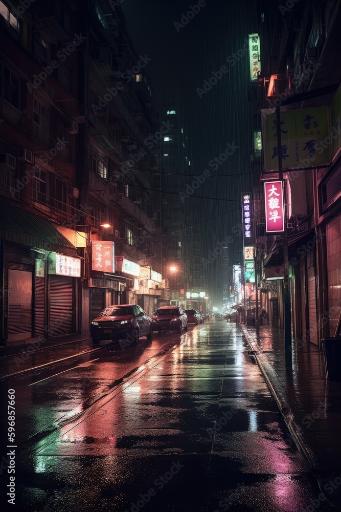 Enigmatic City Street at Night | AI Generated
