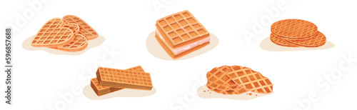 Waffle Sweet Dessert and Sugary Confection Vector Set