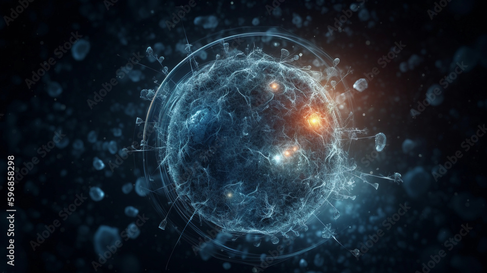 Beautiful 3d rendering of stem cell microscope. perfect background for your computer or laptop. Perfect template for you powerpoint deck (Generated with AI) Beautiful 3d rendering of stem cell microscope. perfect background for your computer or laptop. Perfect template for you powerpoint deck (Generated with AI)