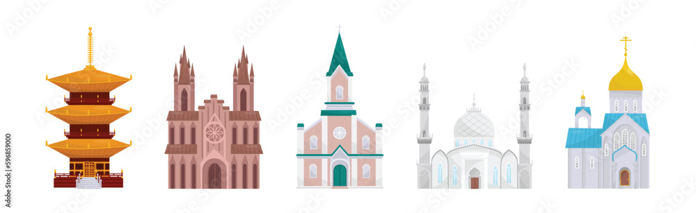 Temples and Place of Worship of Different Religion Vector Set Temples and Place of Worship of Different Religion Vector Set