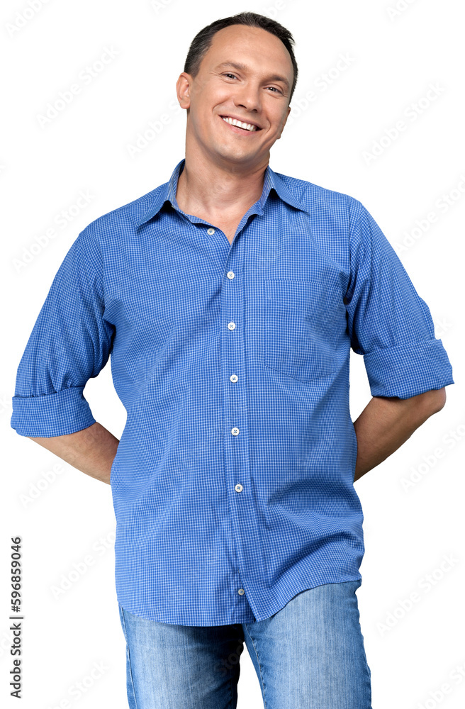 Young man in blue shirt Young man in blue shirt