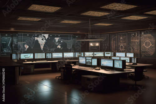 State-of-the-Art Security Control Room with Real-Time Surveillance and Highly Trained Personnel