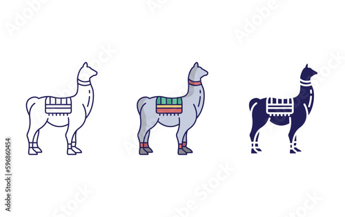 Outline Llama vector icon