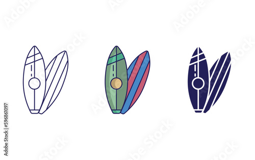 Outline Surfboard vector icon