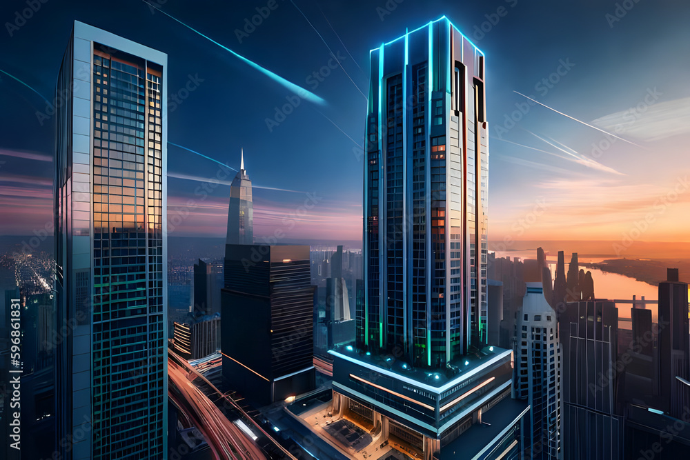 Fototapeta premium skyscrapers at night