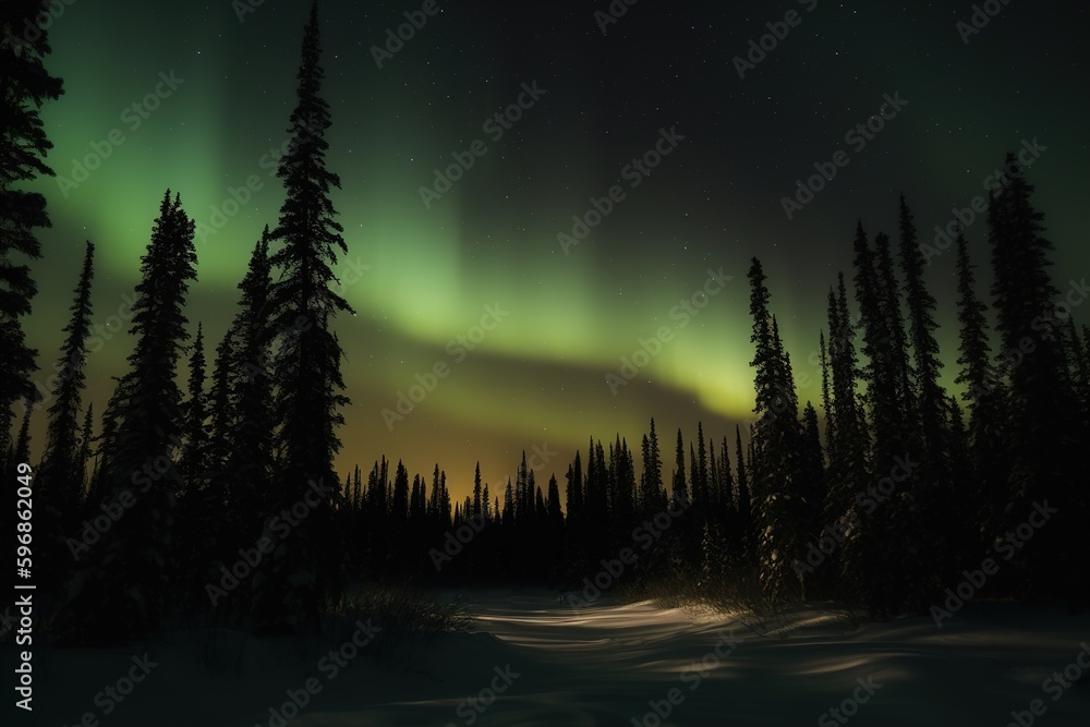 northern lights in the forest northern lights in the forest