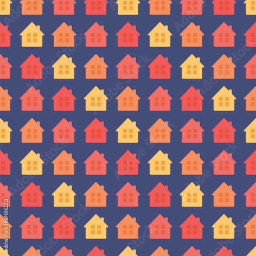 colorful houses seamless pattern, real estate, mortgage, renting, buying concept- vector illustration