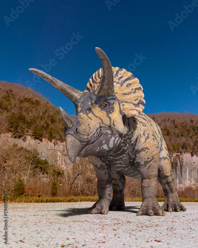 triceratops is standing up in winter times