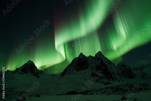 northern lights over the mountains