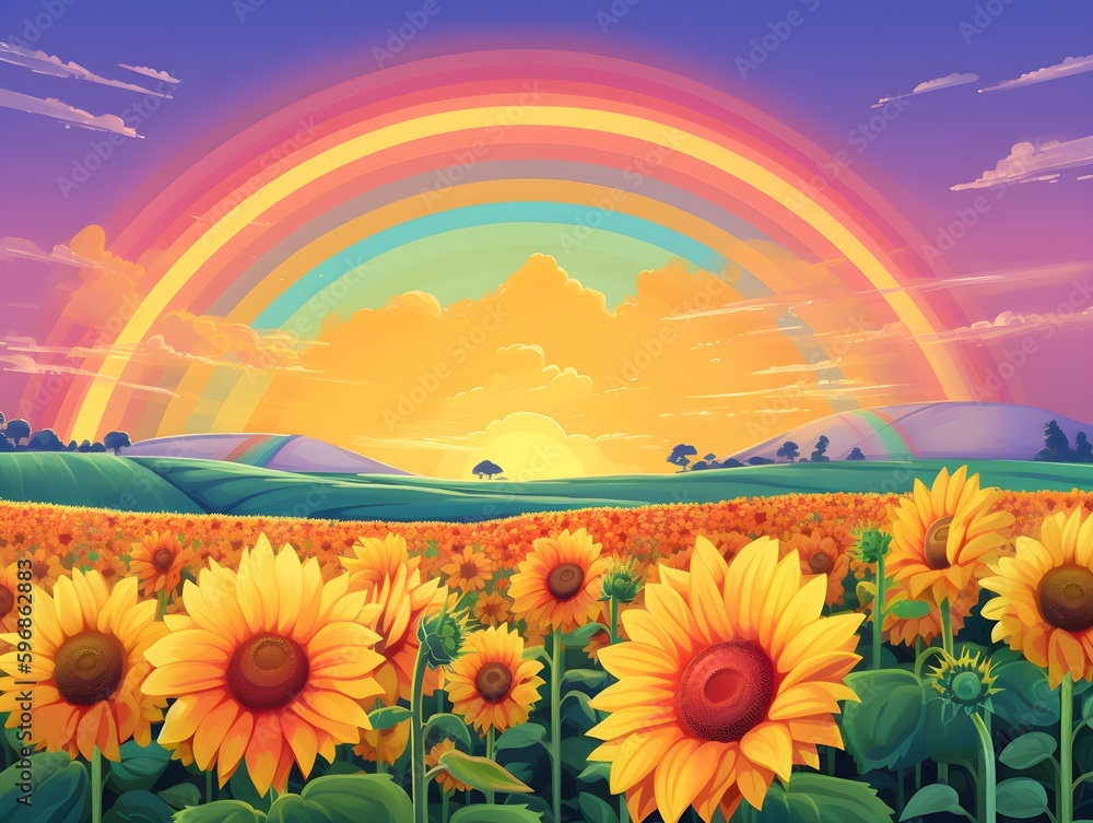 sunset with rainbow (Generative AI)