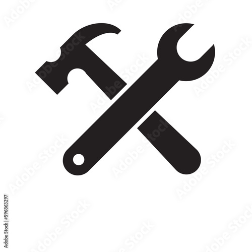 wrench hammer, tools icon