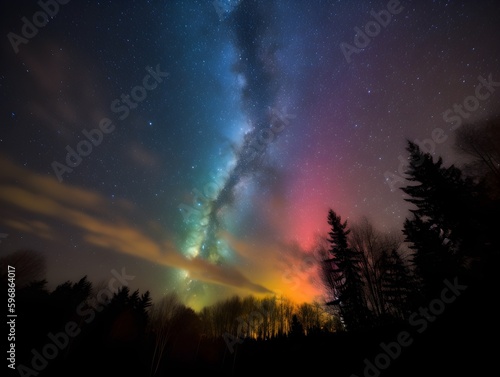 rainbow in the night sky (Generative AI)