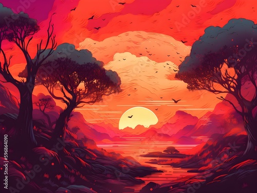 sunset in the desert (Generative AI)