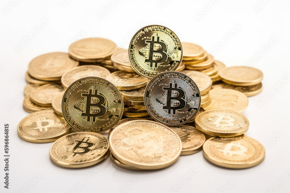 Stack of Golden Bitcoin Coins