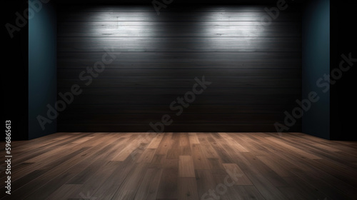 empty room with wooden floor. Generative AI