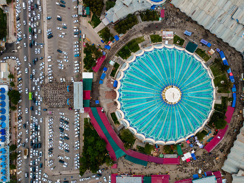 Aerial view of the Chorsu market in Tashkent, Uzbekistan