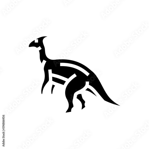 parasaurolophus dinosaur animal glyph icon vector illustration