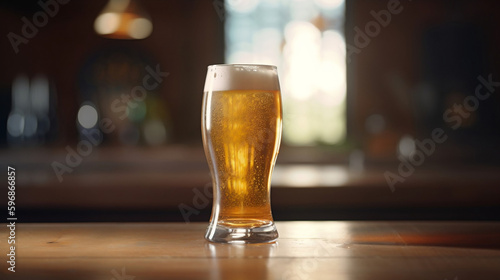 A bubbling glass of beer. Generative ai