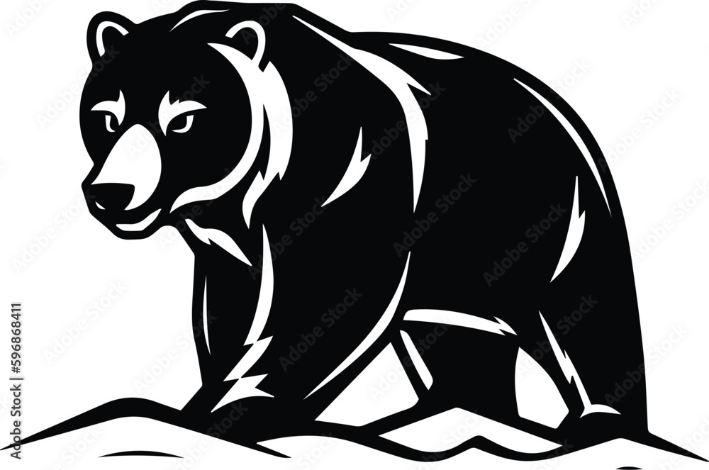 Bear Logo Monochrome Design Style
