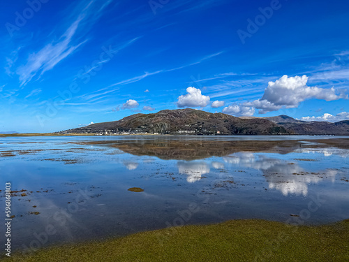 View of the Barmouth Estuary during high tide. Selective focus photo