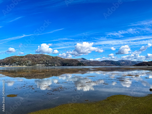 View of the Barmouth Estuary during high tide. Selective focus photo