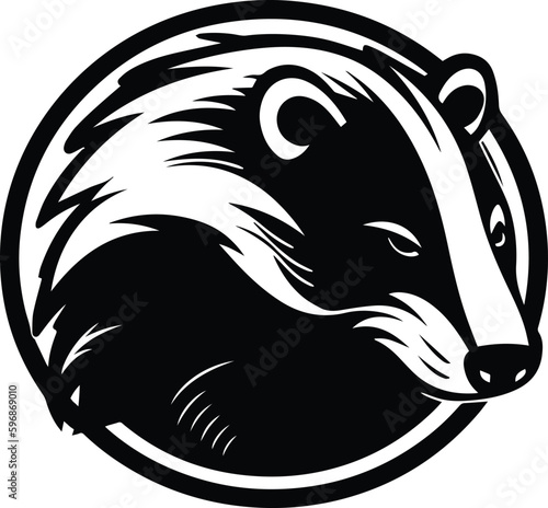 Fotografie, Tablou Badger Logo Monochrome Design Style