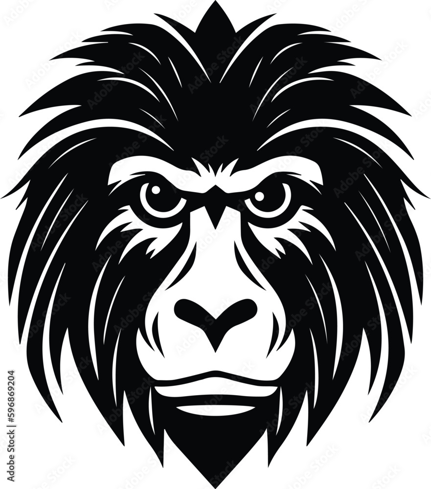 Baboon Logo Monochrome Design Style

