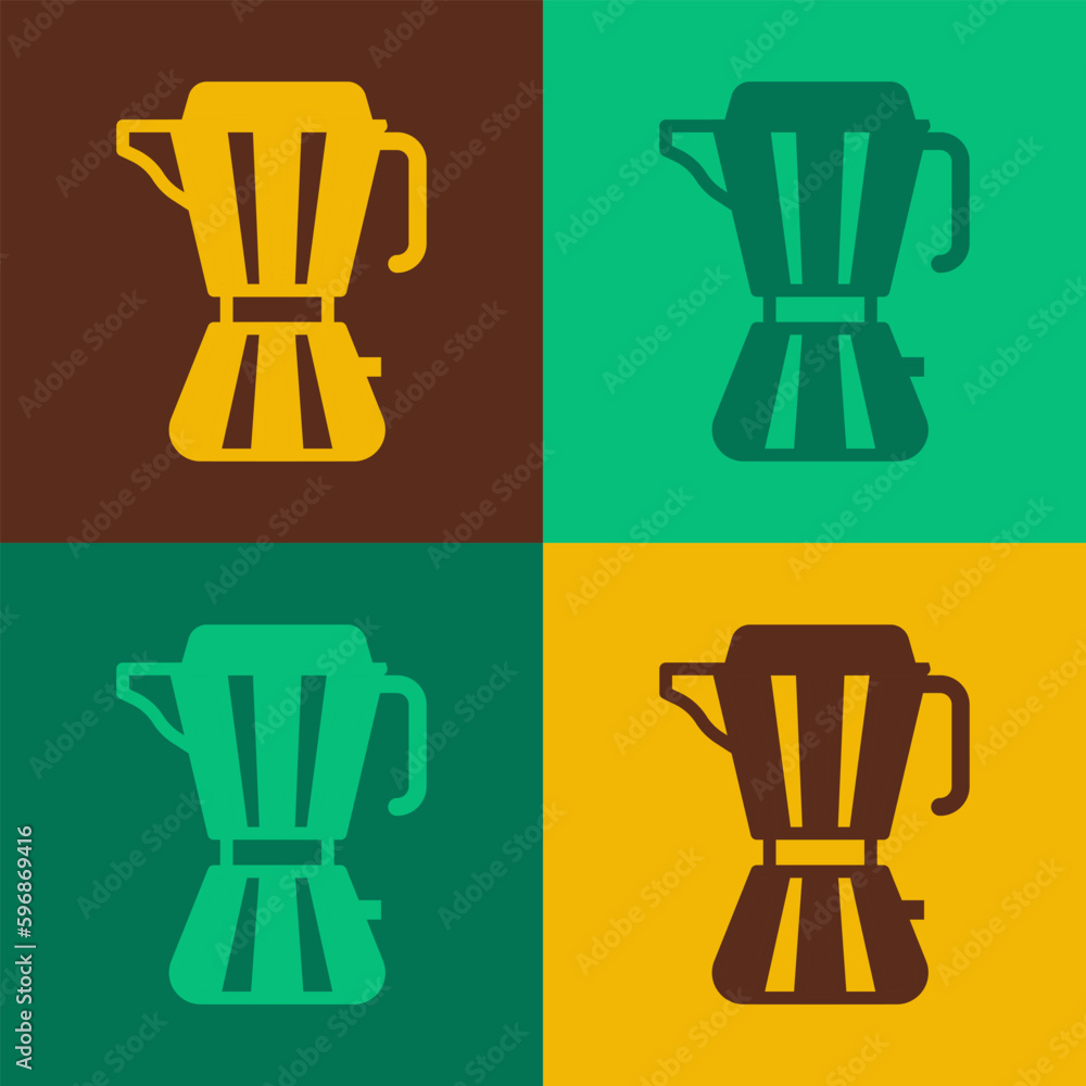 Pop art Coffee maker moca pot icon isolated on color background. Vector Pop art Coffee maker moca pot icon isolated on color background. Vector