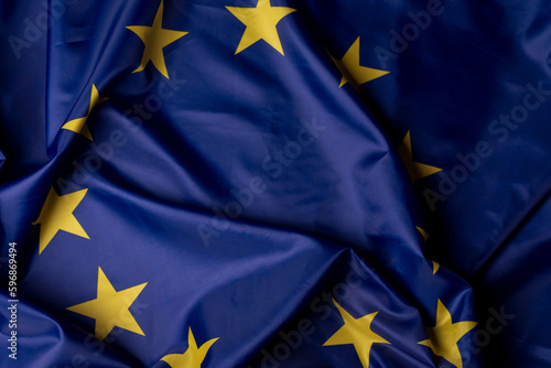 European Union Flag. Fabric Canvas of Flag of European Union.